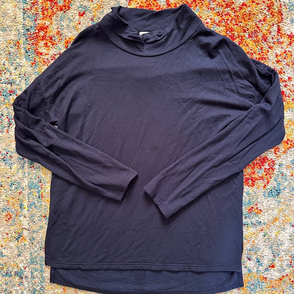 Navy Mock Neck Long Sleeve Shirt